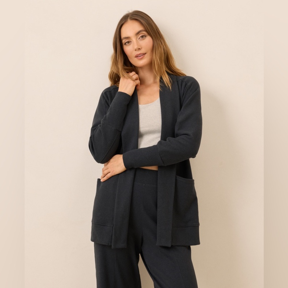 Pact Women's Navy Open-Front Cardigan
